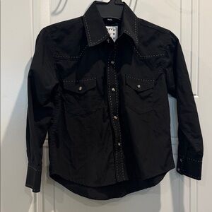 Classic Black Kids western pearl snap Shirt